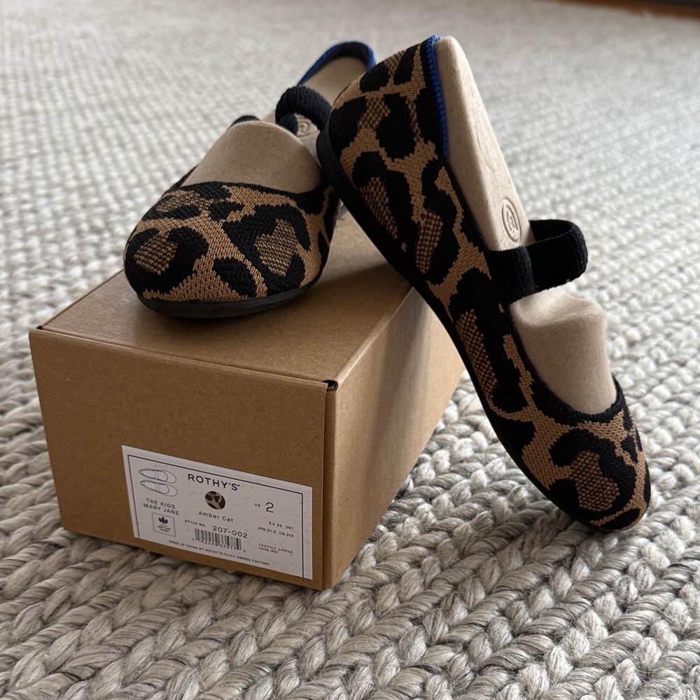 Rothy's Black and Tan Leopard Flats